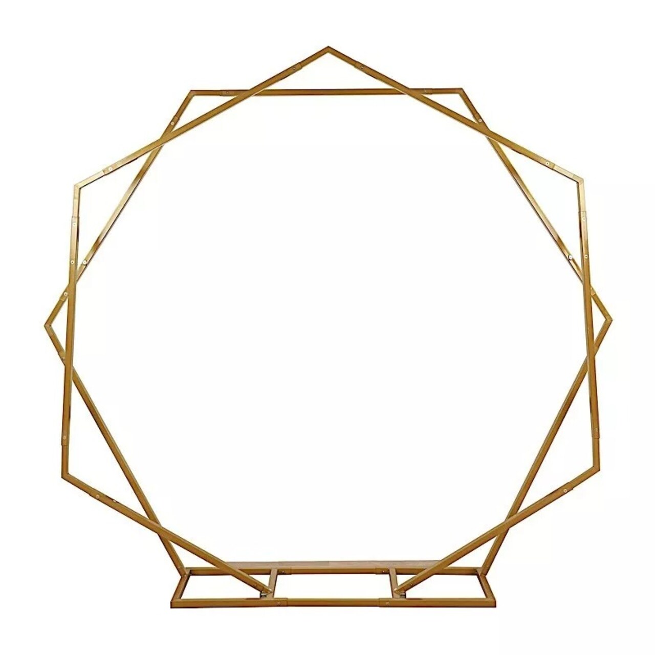 8 ft Gold Dual Geometric Shape Metal Wedding Arch Backdrop Stand Party Events